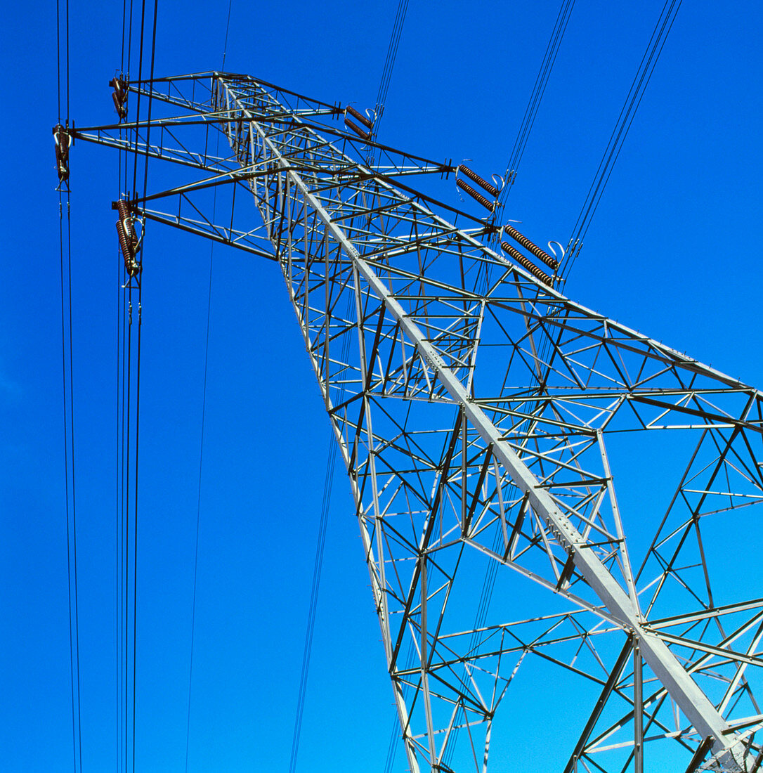 View of an electricity pylon and cables