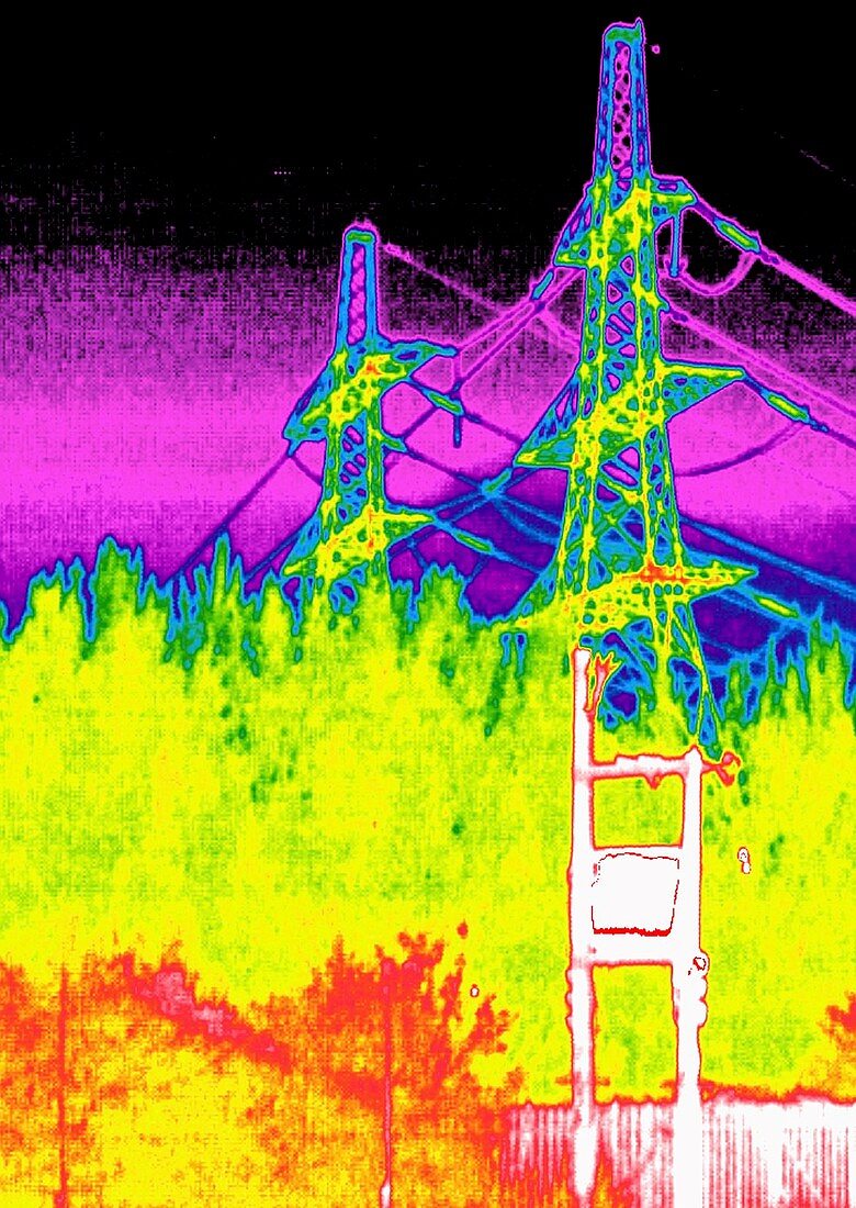 Electricity pylons,thermogram