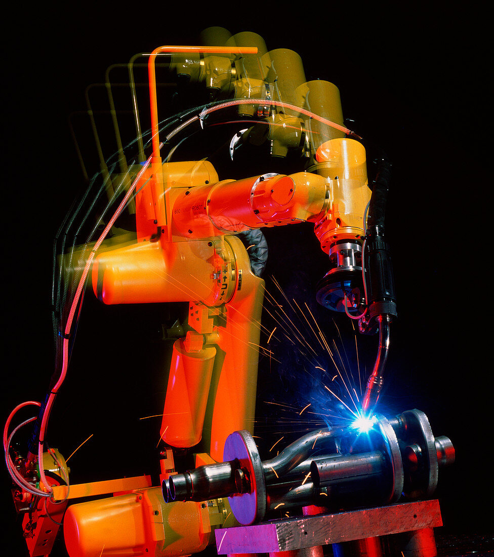 Computer-controlled electric arc-welding robot