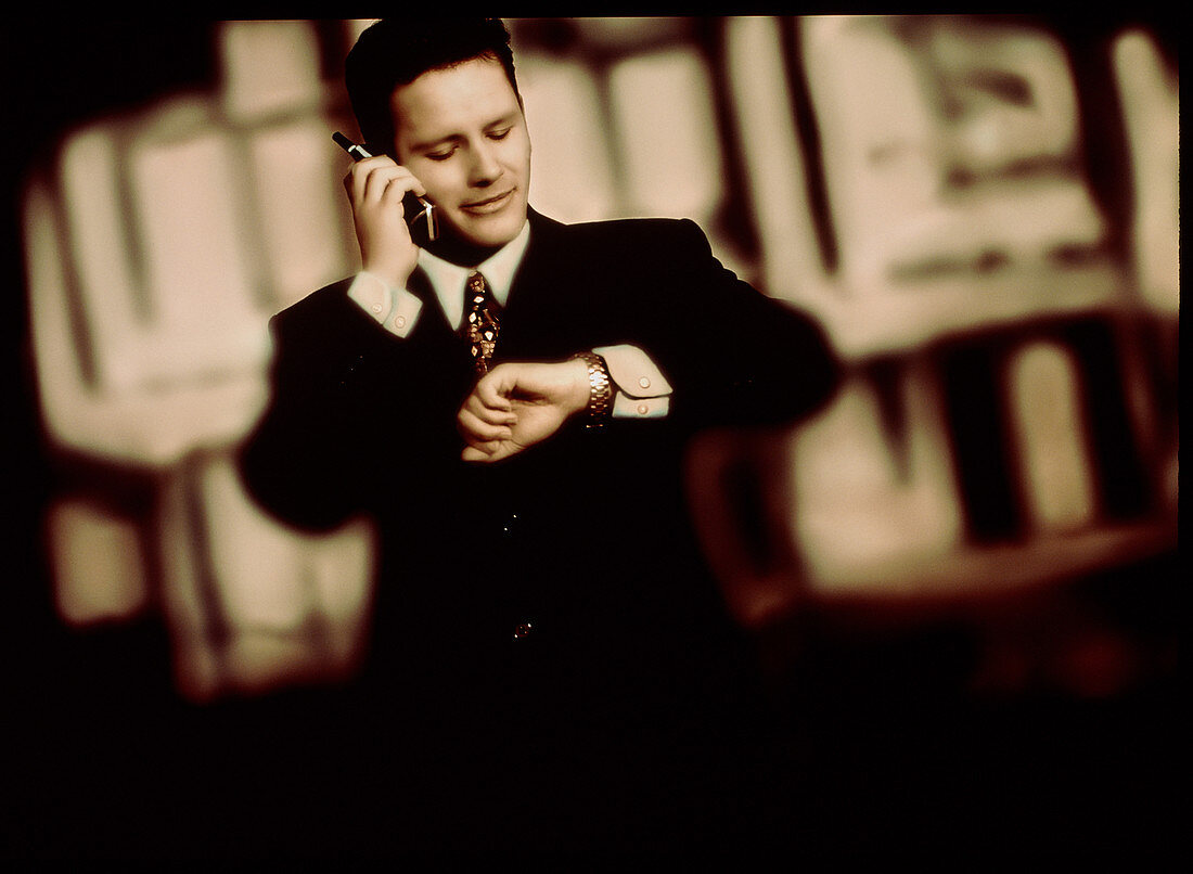 Businessman speaking on a mobile telephone