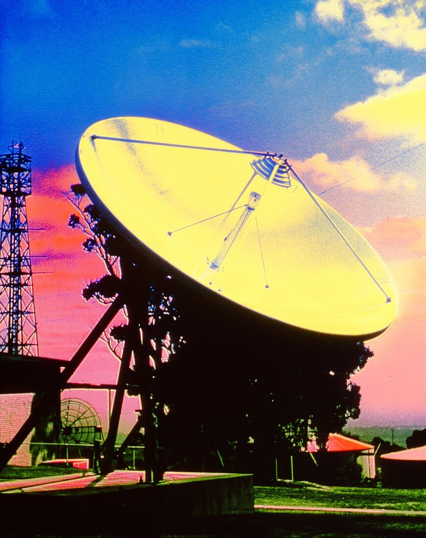 Coloured photo of a satellite dish
