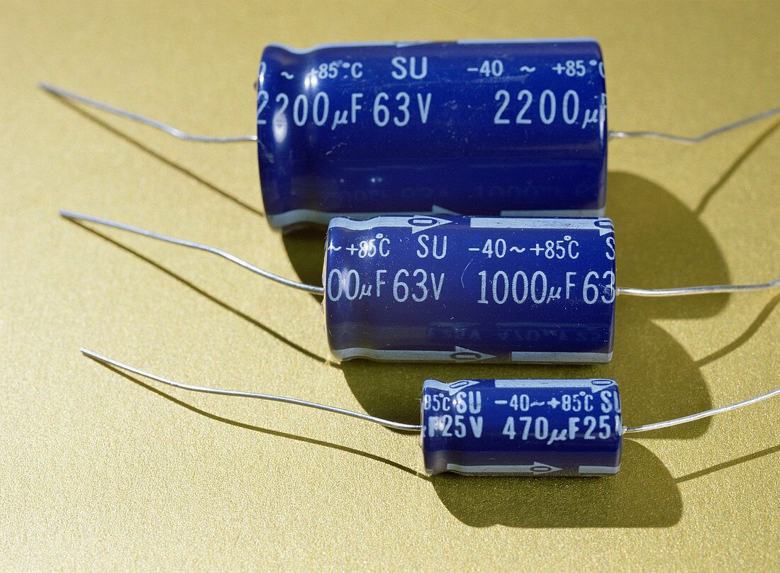 Three electrolytic capacitors