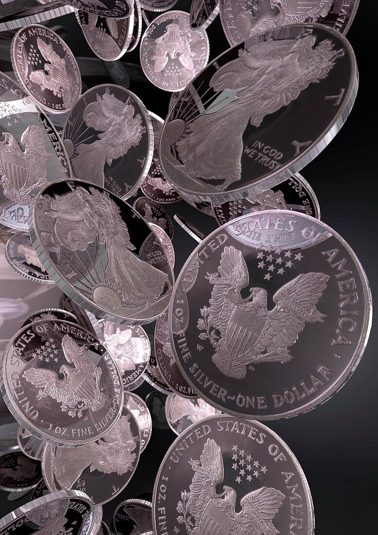 Silver coins,computer artwork