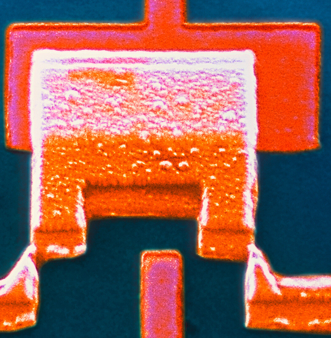 Coloured SEM of a single-electron transistor