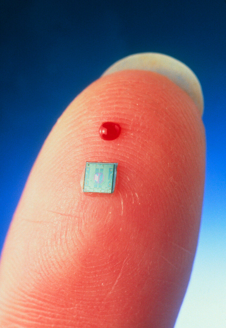 Isfet blood testing chip on finger