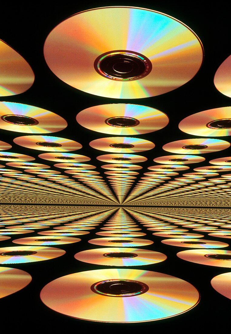 Computer artwork of multiple CD-ROM discs