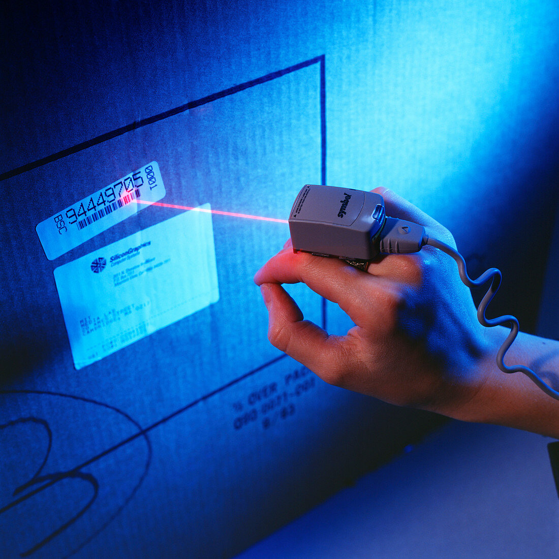 Reading bar code using infrared reader on ring