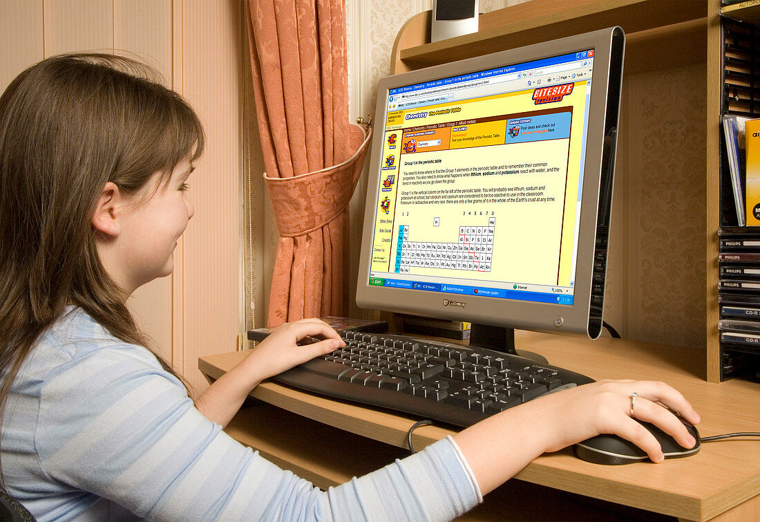 Girl studying online