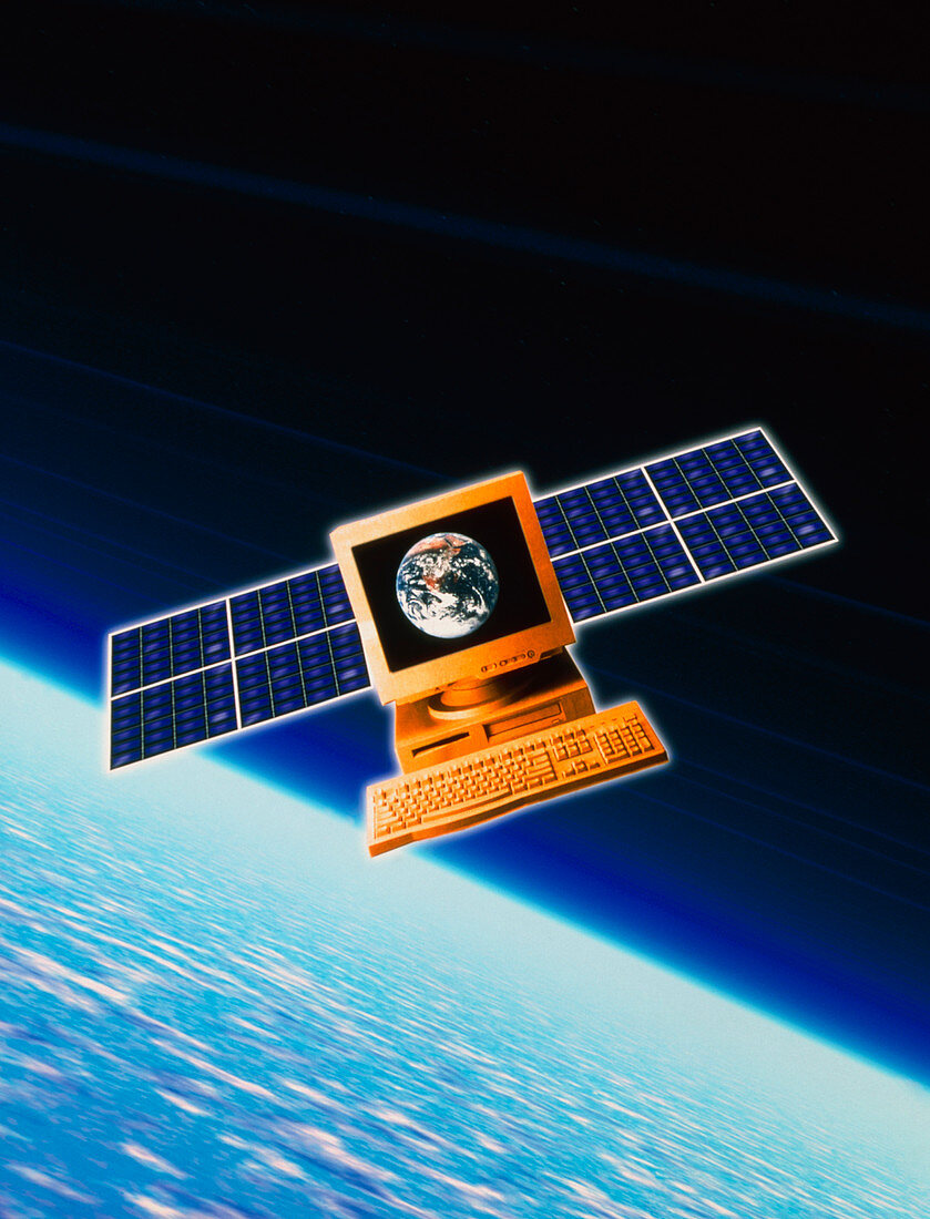 Abstract view of an internet computer as satellite