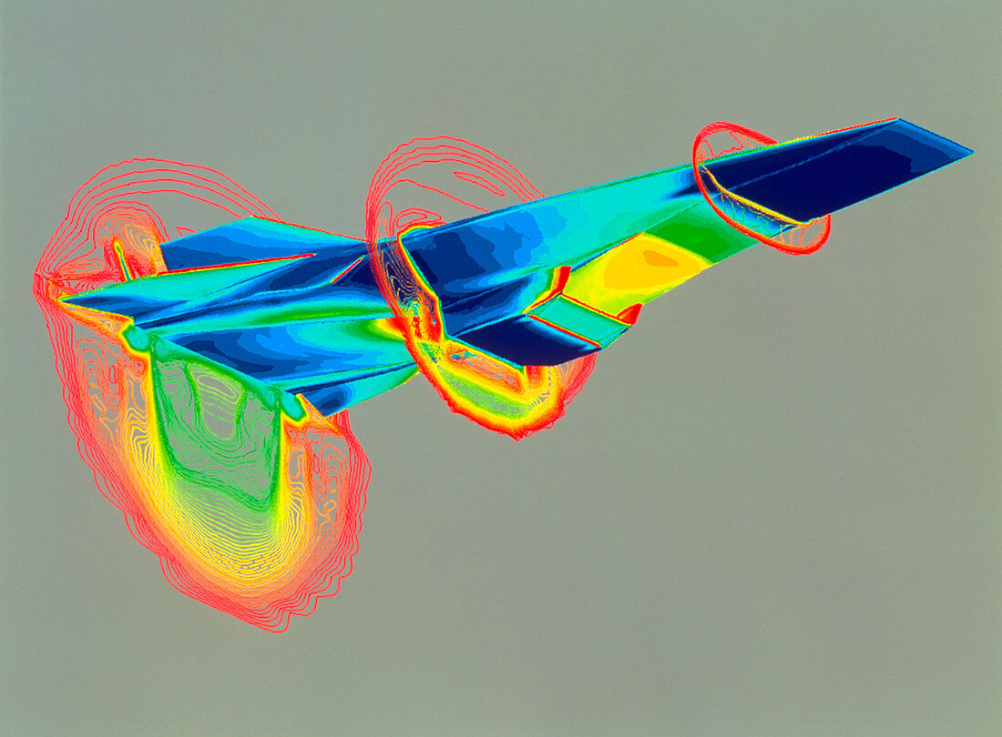 CAD graphic of the Hyper-X aircraft in flight