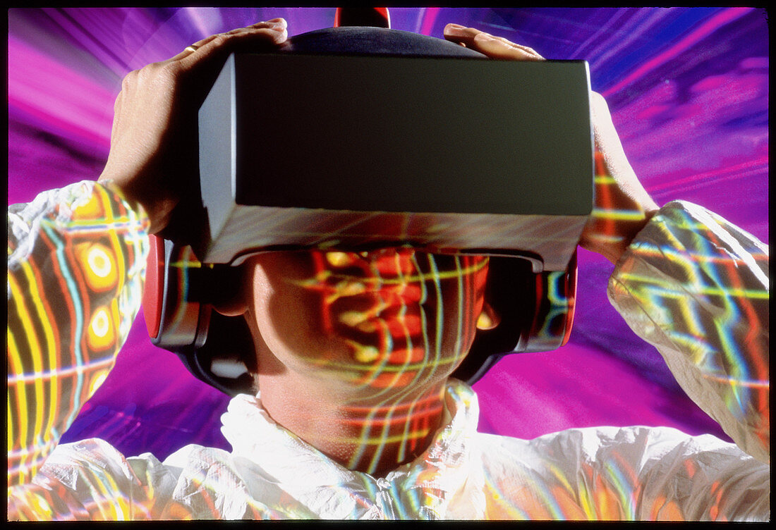 Man in virtual reality headset