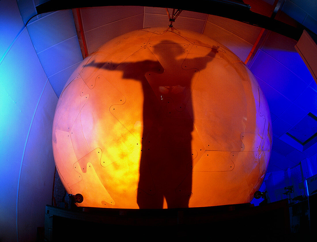 Man silhouetted in the virtual reality cybersphere