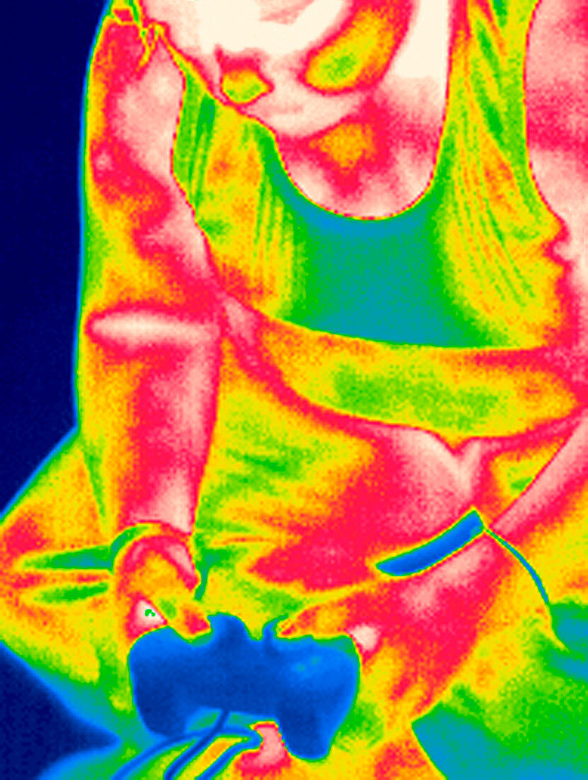 Playing video game,thermogram