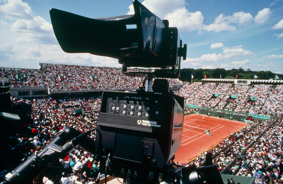 High-definition TV camera at tennis tournament