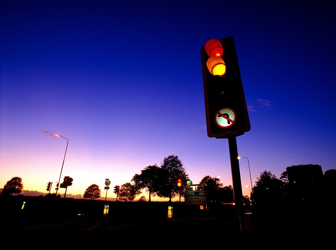 Traffic lights showing 'get ready'