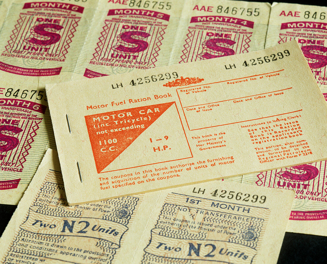 Motor fuel ration book and vouchers
