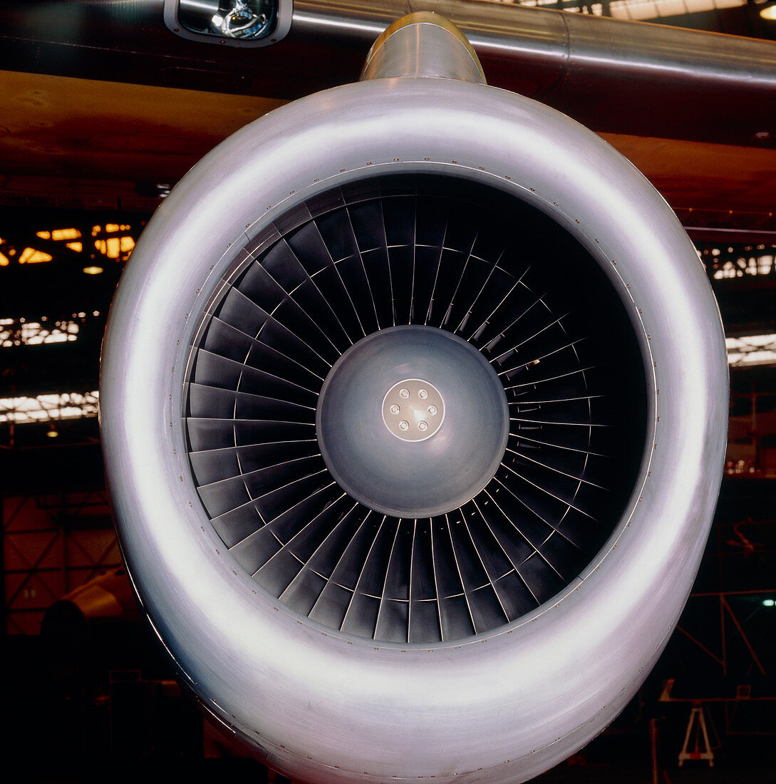Front view of turbofan jet engine (ALF-502)