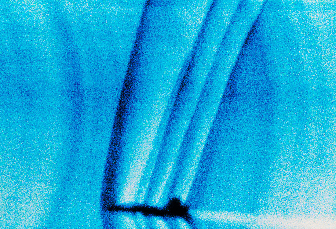 Schlieren image of shock waves around jet