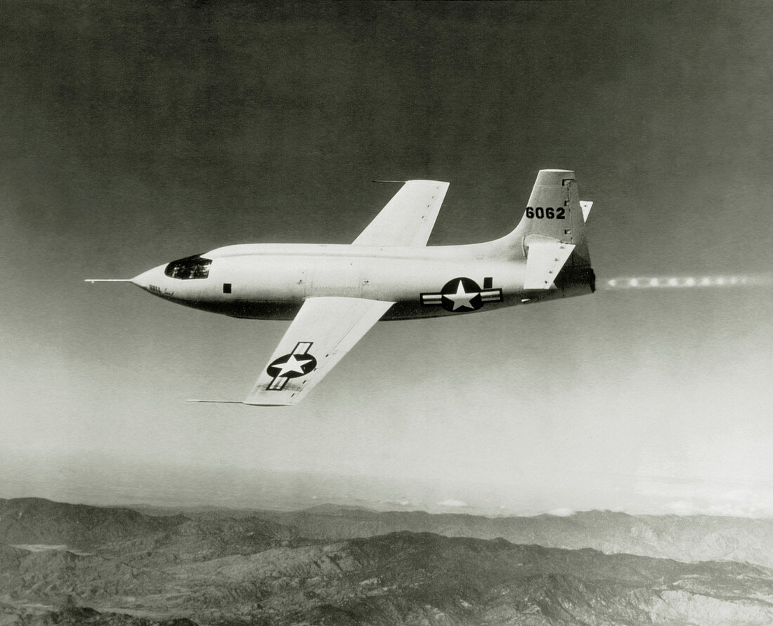 Bell X-1 in flight,the first supersonic aircraft