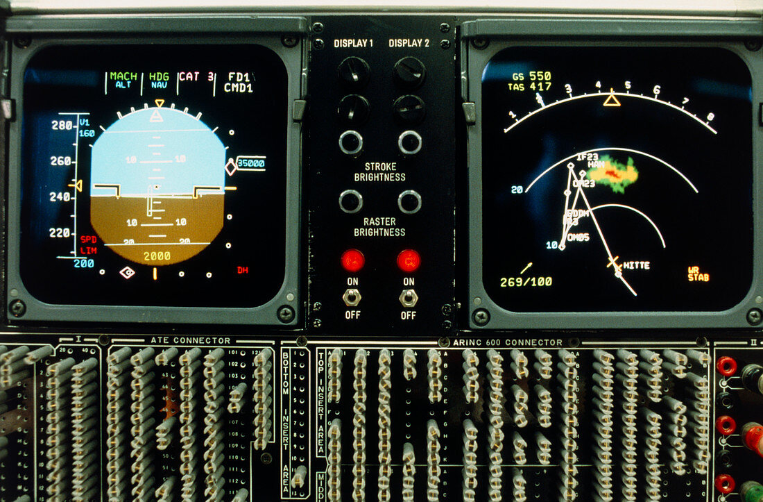 Testing screens from an Airbus cockpit display