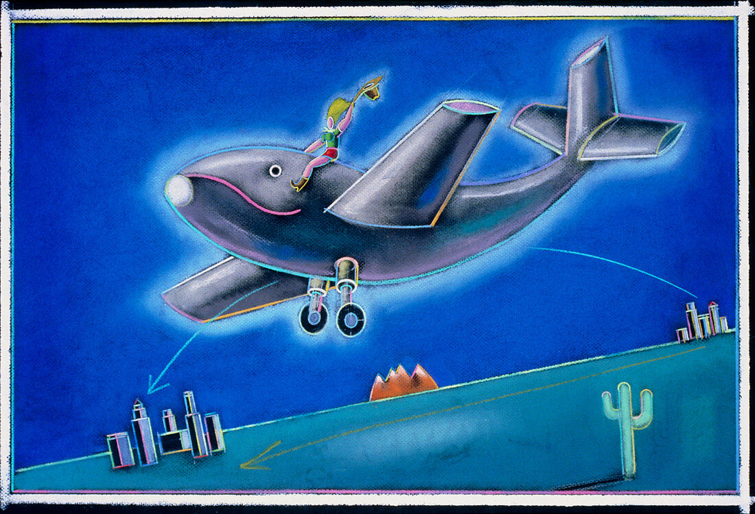 Abstract artwork of an aeroplane & air travel