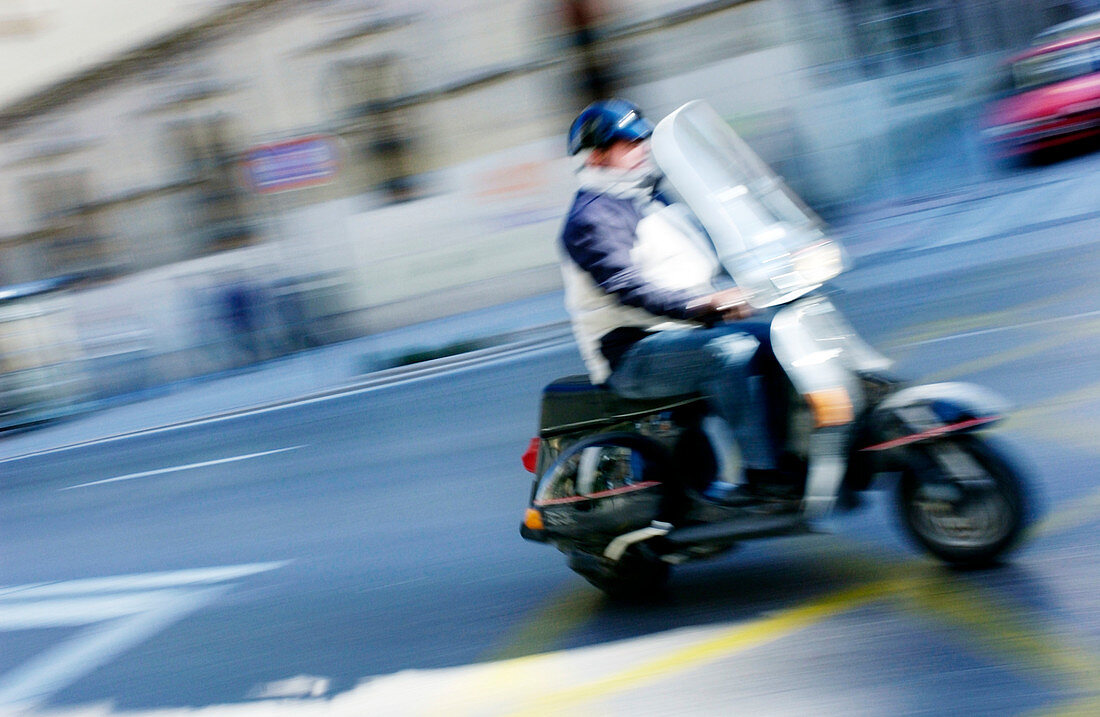 Riding a moped