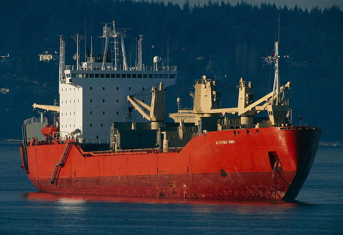 Cargo ship at anchor,Vancouver