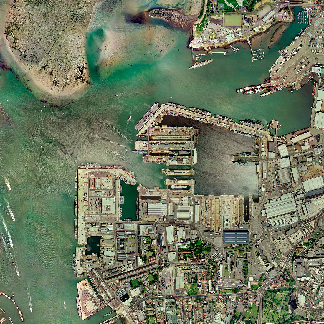 Portsmouth docks,UK,aerial image