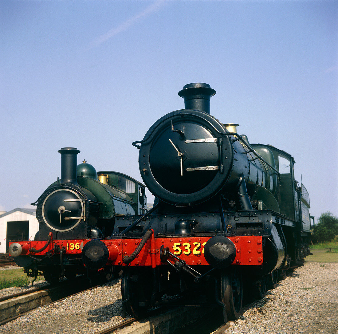 two steam locamotives at Great Western railway