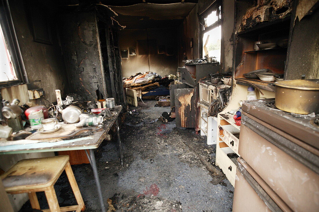 Burnt-out kitchen