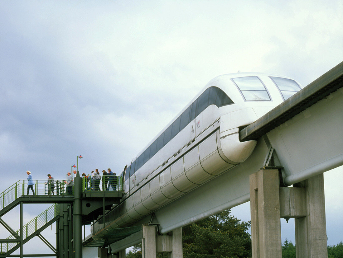 Magnetic levitation train on its guideway