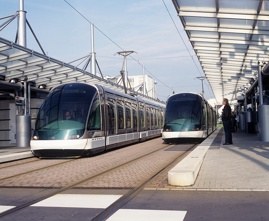 Trams at Rotonde station,Strasbourg