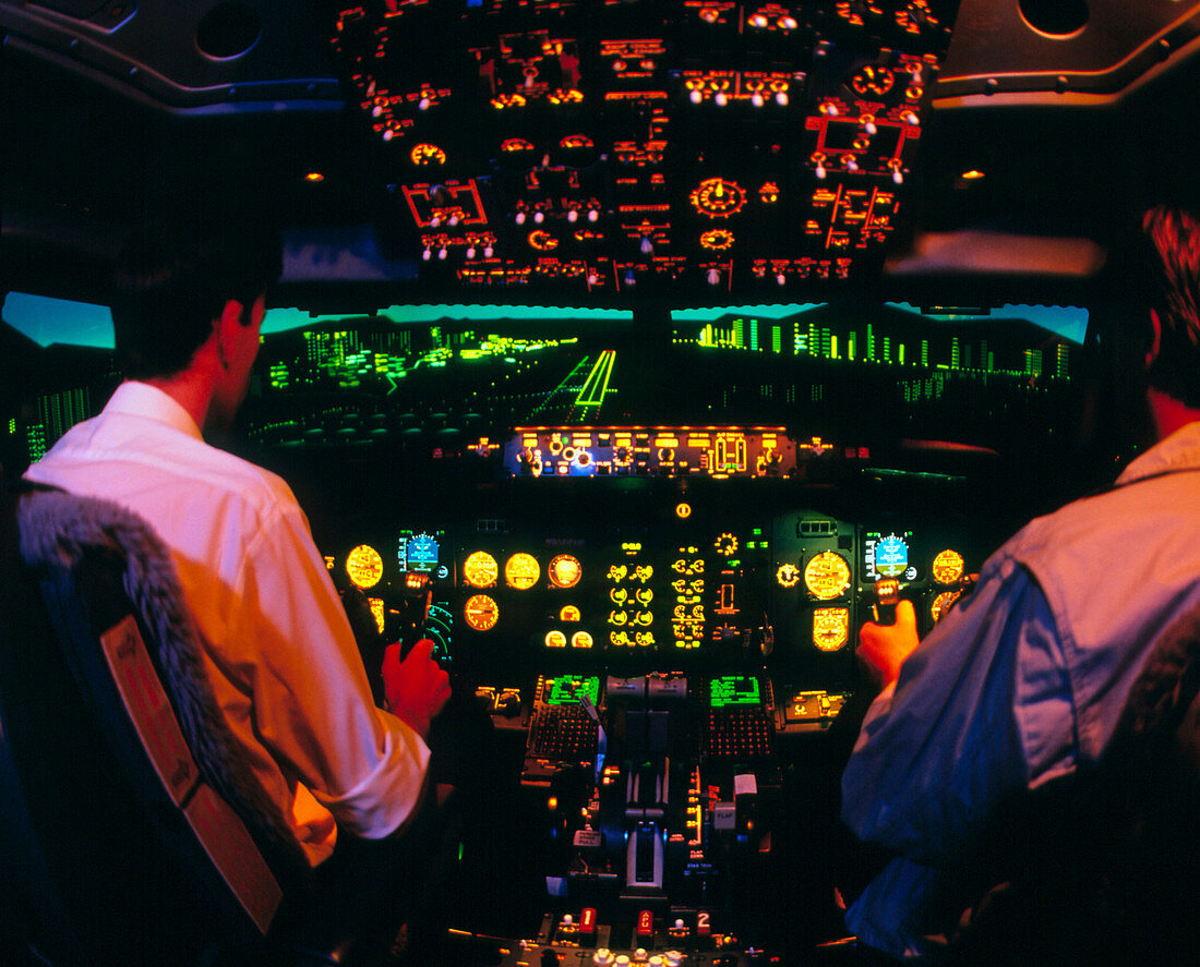 Interior of Boeing 737 simulator cockpit