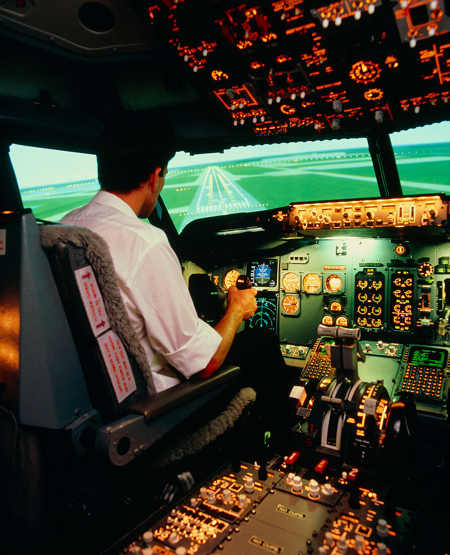 Interior of Boeing 737 simulator cockpit
