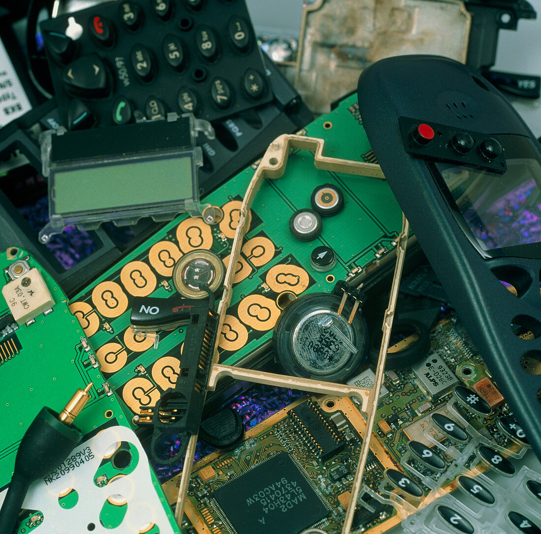 Waste from disassembled mobile phones