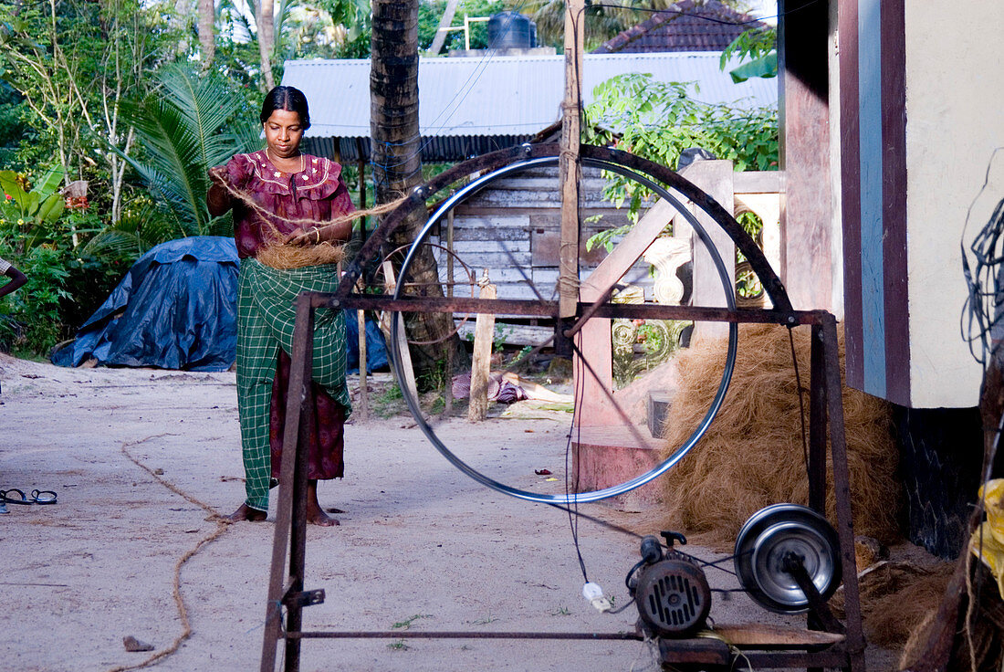 Coir rope production,Kerala,India