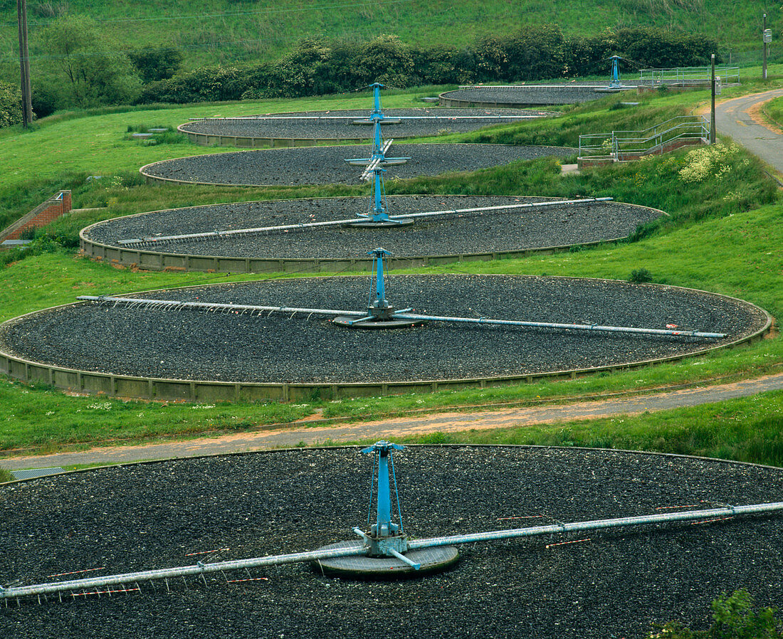 View of filter beds at sewerage plant,Scotland
