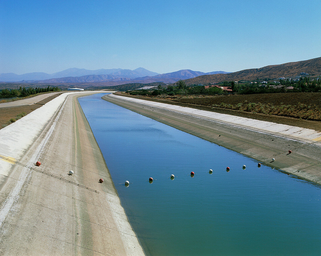 Aqueduct or irrigation canal in California,USA