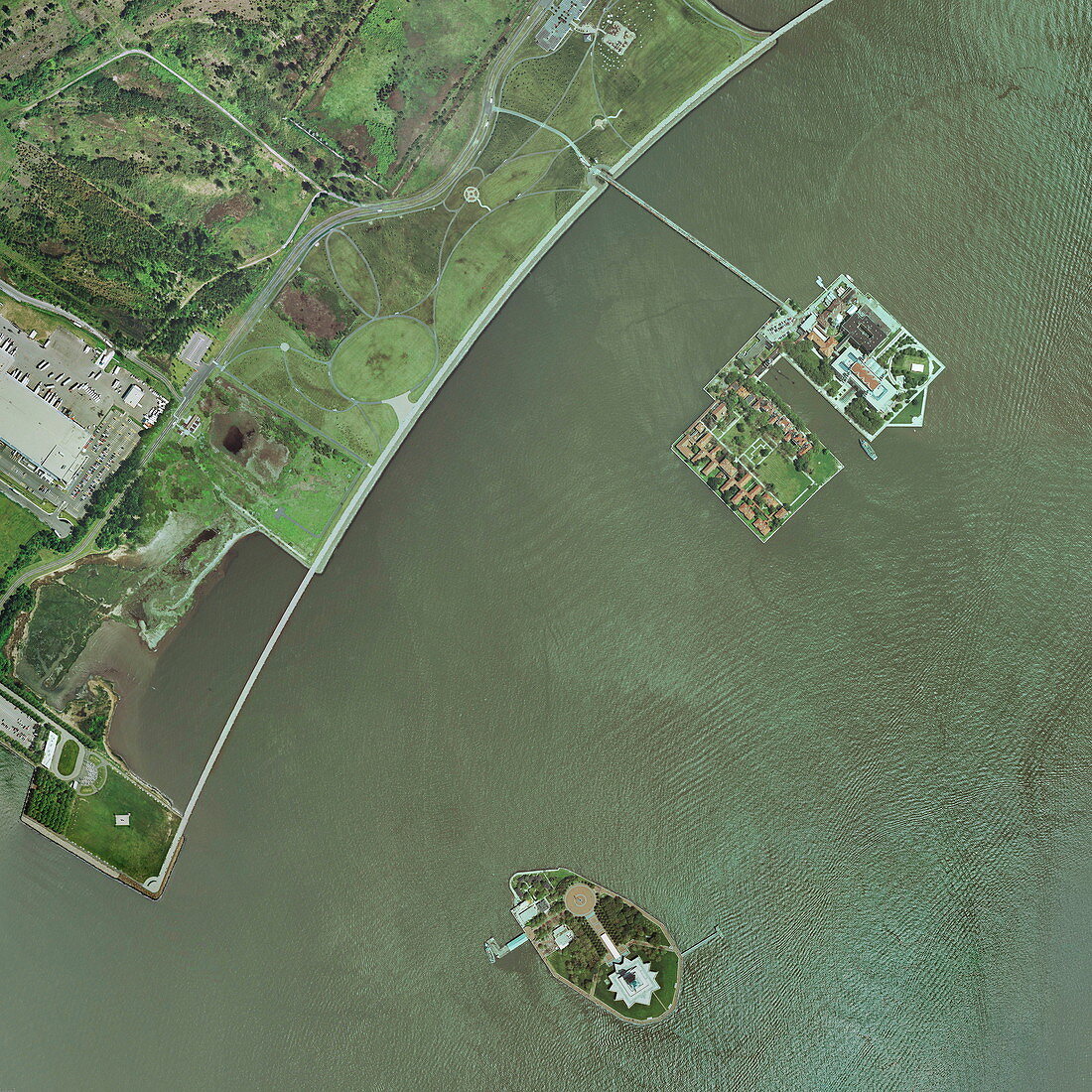 Ellis and Liberty Islands,aerial image