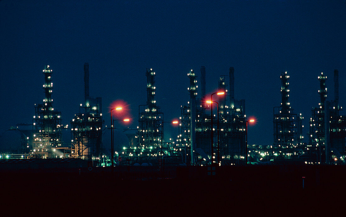 Night view of ICI chemical works
