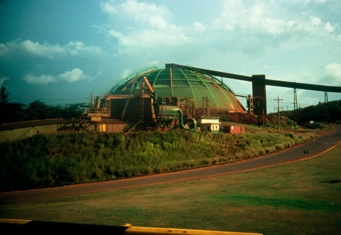Bauxite treatment plant at mine in Jamaica