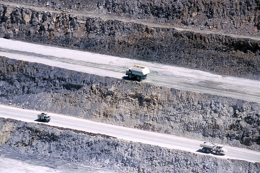 Talc quarry trucks