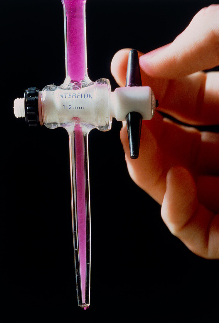Close-up of valve & tip of laboratory burette