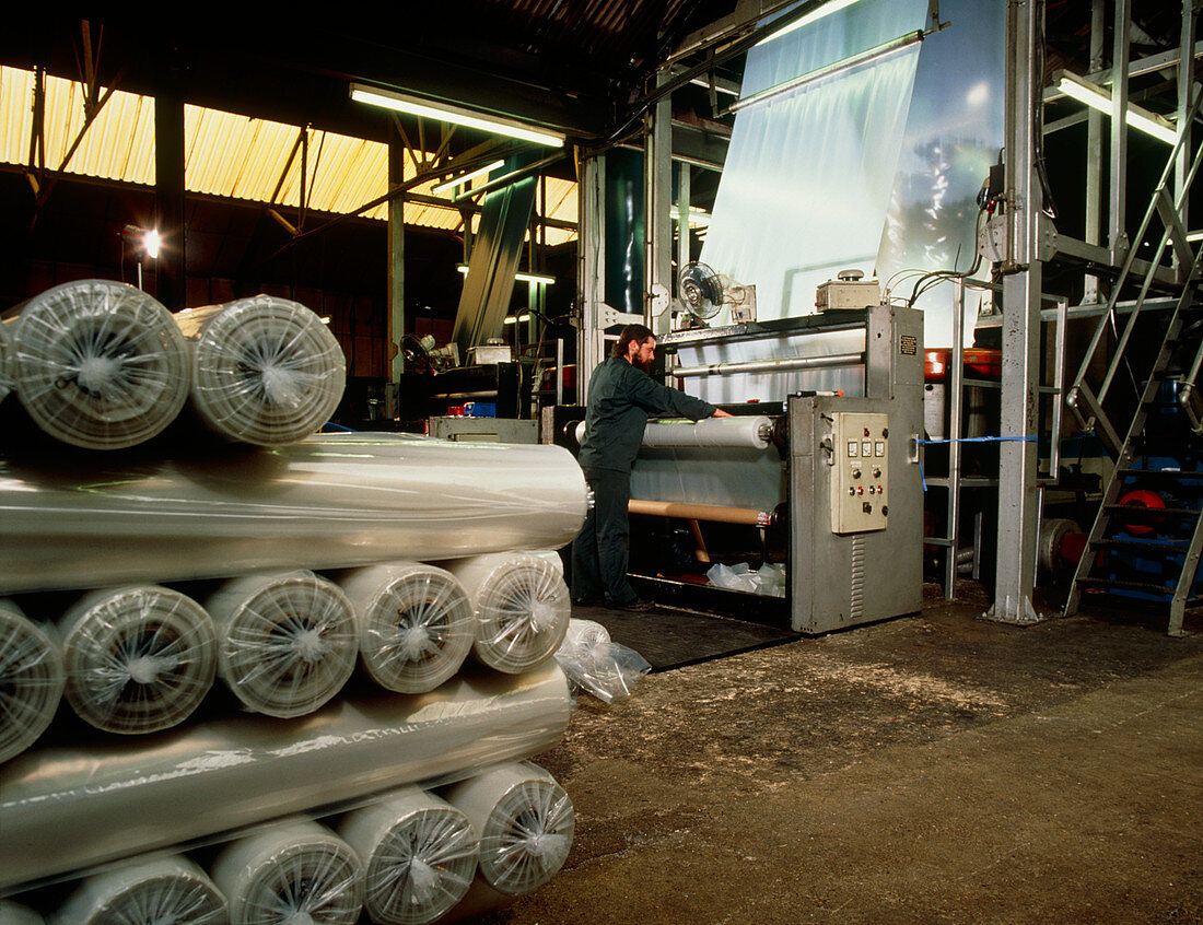 Rolls of recycled polythene after extrusion