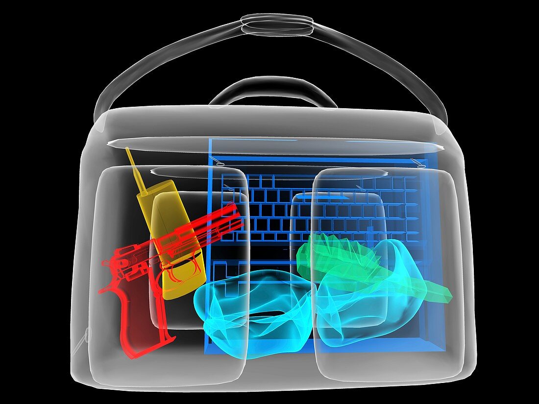 Handgun in briefcase,simulated x-ray