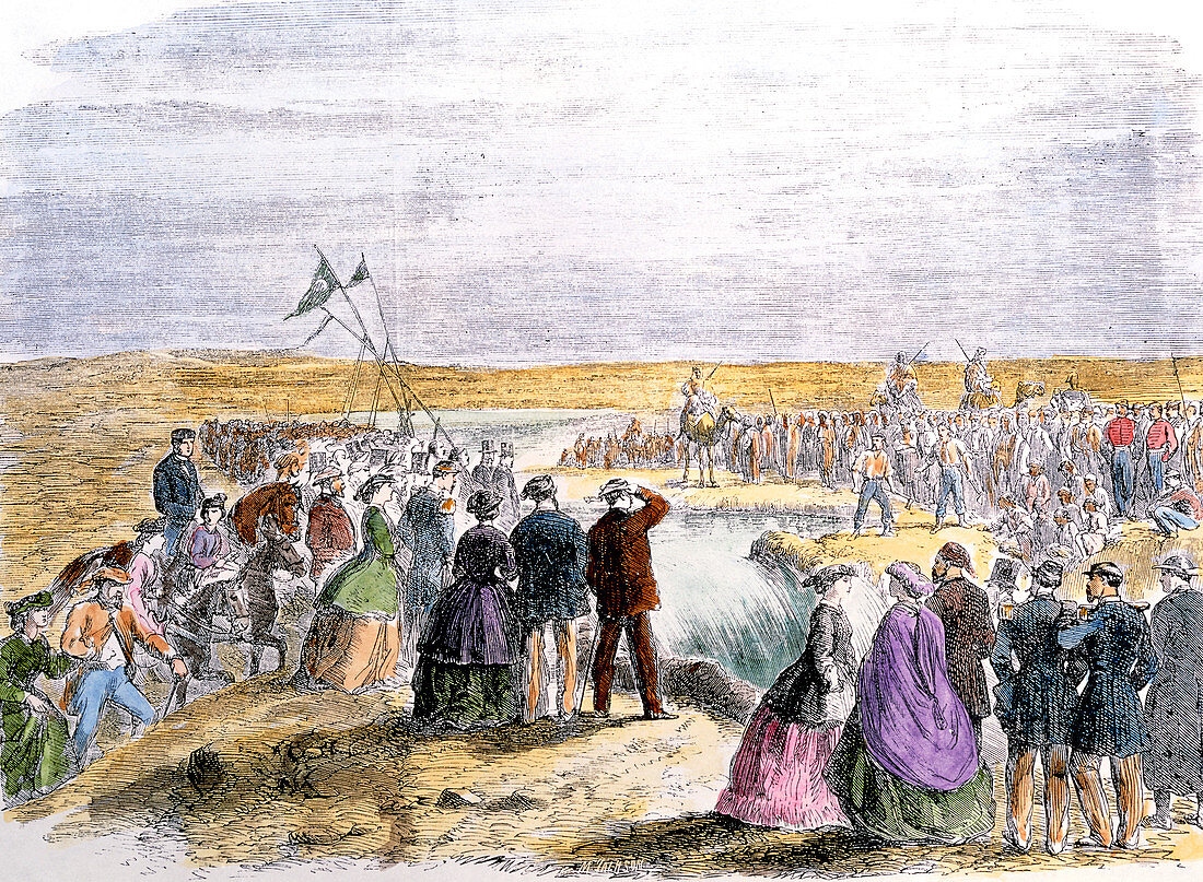 Opening of a waterway during the Suez Canal scheme