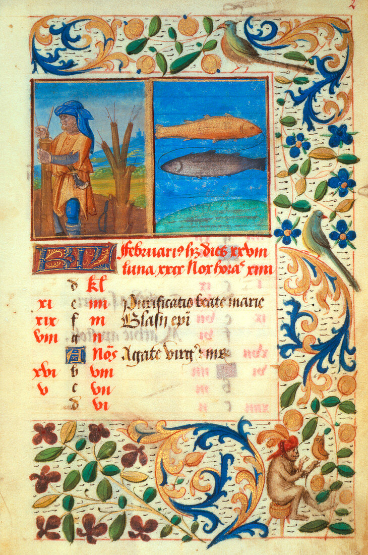 Illuminated manuscript page from a calendar