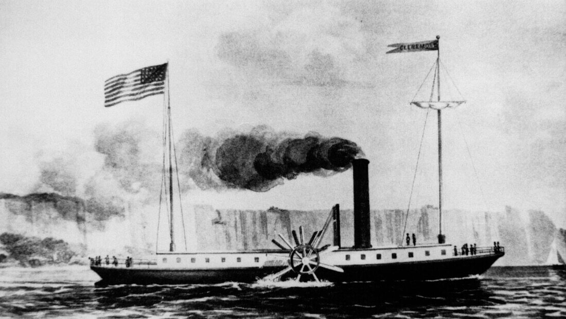 Illustration of first useful steam boat