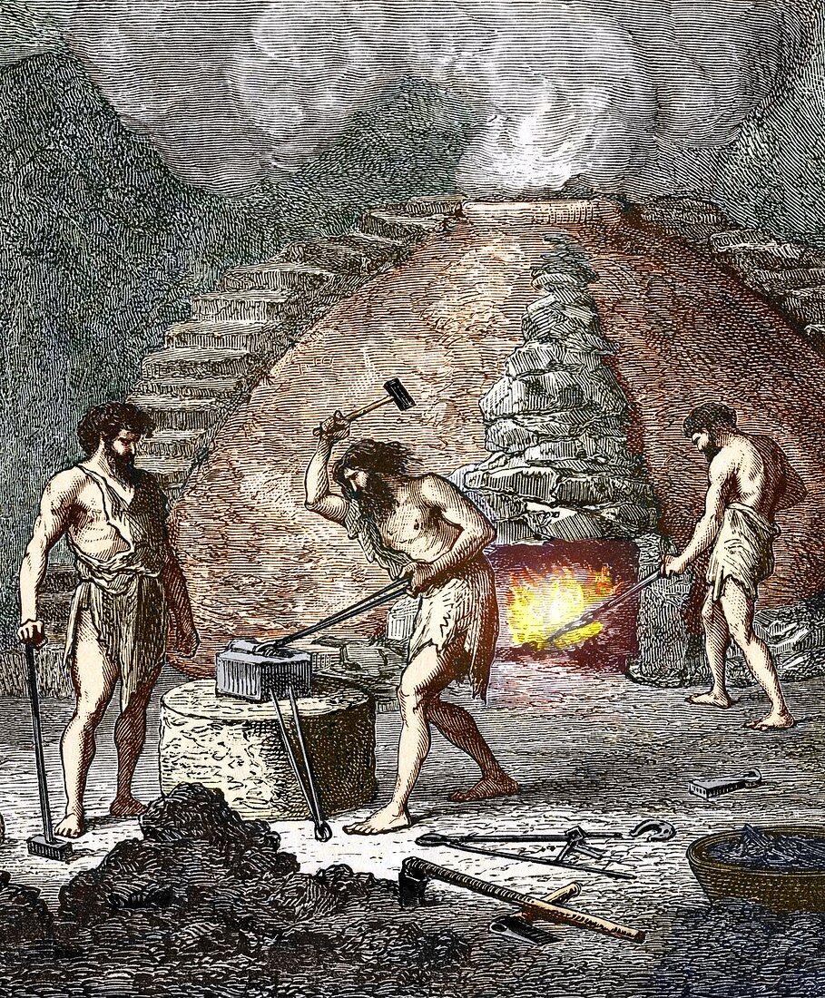 Early humans smelting iron