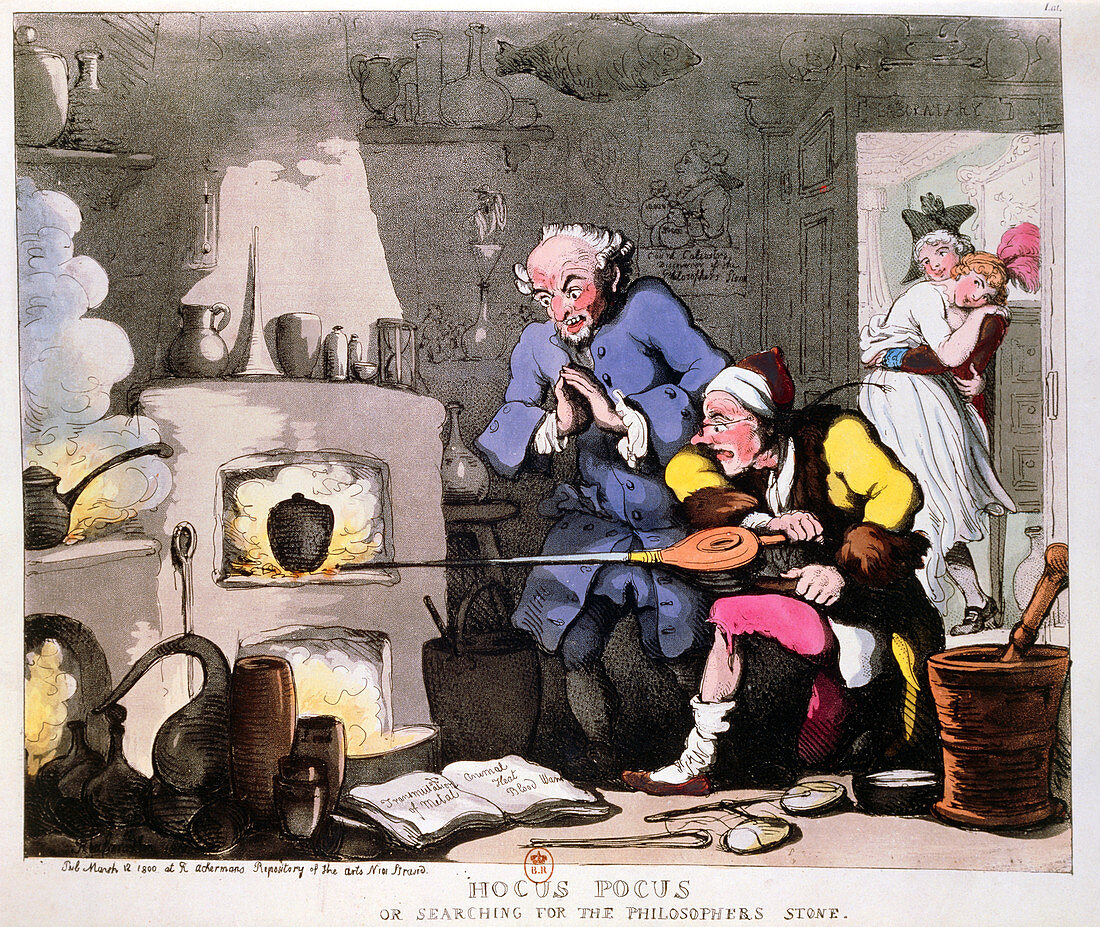 Hocus Pocus,caricature on alchemy by Rowlandson